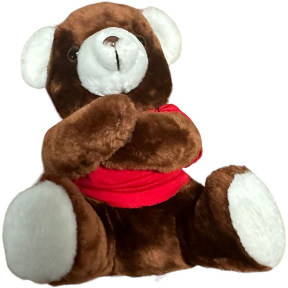 Saks Fifth Avenue Brown Teddy Bear Plush Steven Smith Red Shirt Stuffed Animal - Picture 16 of 16